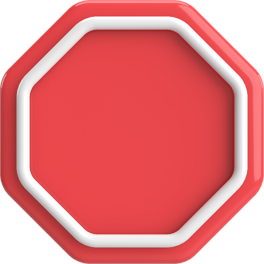 3D octagon button. Empty button. 3D illustration.