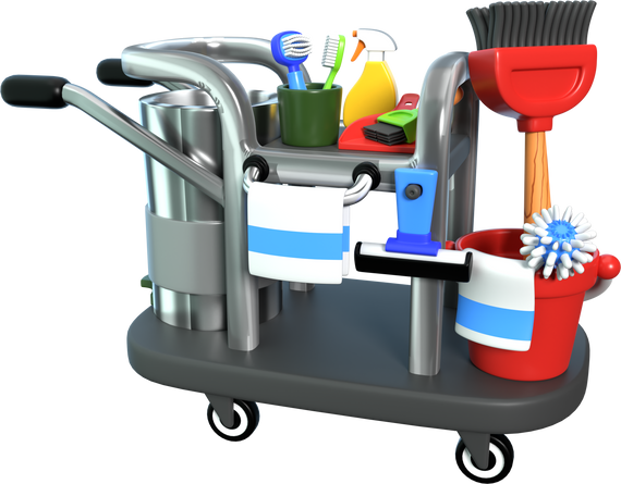 3D Cleaning Cart Illustration