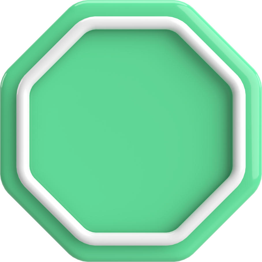 3D octagon button. Empty button. 3D illustration.