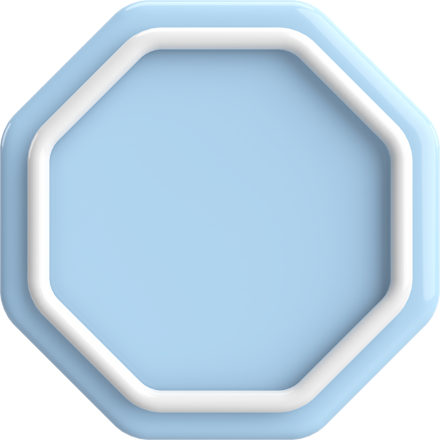 3D octagon button. Empty button. 3D illustration.